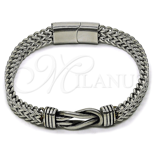 Stainless Steel Fancy Bracelet, Infinite and Square Franco Design, Polished, Steel Finish, 03.439.0010.09