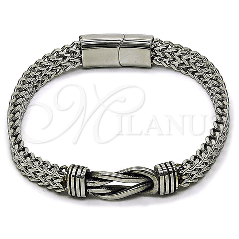 Stainless Steel Fancy Bracelet, Infinite and Square Franco Design, Polished, Steel Finish, 03.439.0010.09