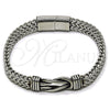 Stainless Steel Fancy Bracelet, Infinite and Square Franco Design, Polished, Steel Finish, 03.439.0010.09 (08 MM Thickness, 9 Inches Length)