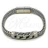 Stainless Steel Fancy Bracelet, Miami Cuban and Square Franco Design, Polished, Steel Finish, 03.439.0011.09