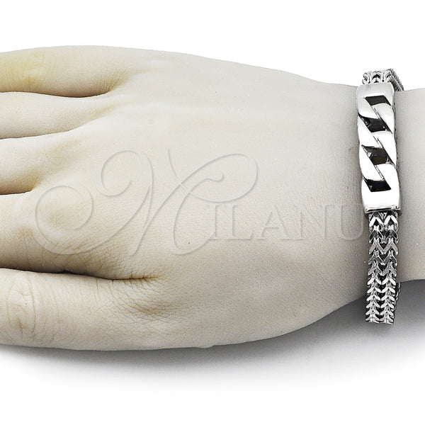 Stainless Steel Bracelet — Fancy Bracelet Miami Cuban and Square Franco Design — alternate product view — SKU 162454 | Acero Inoxidable brazalete — elegante Bracelet Miami Cuban and Square Franco diseño — SKU 162454