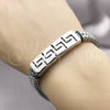 Stainless Steel Fancy Bracelet, Greek Key and Square Franco Design, Polished, Steel Finish, 03.439.0012.09 (08 MM Thickness, 9 Inches Length)