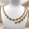 Stainless Steel Necklace and Bracelet, Heart Design, Polished, Golden Finish, 06.435.0006