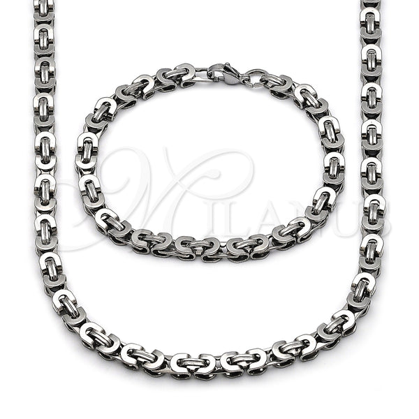 Stainless Steel Necklace and Bracelet, Polished, Steel Finish, 06.440.0002