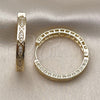 Oro Laminado Huggie Hoop, Gold Filled Style with White Micro Pave, Polished, Golden Finish, 02.204.0065.35