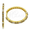 Oro Laminado Huggie Hoop, Gold Filled Style Baguette Design, with White Cubic Zirconia, Polished, Golden Finish, 02.204.0066.40