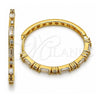 Oro Laminado Huggie Hoop, Gold Filled Style Baguette Design, with White Cubic Zirconia, Polished, Golden Finish, 02.204.0066.40