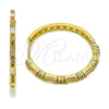 Oro Laminado Huggie Hoop, Gold Filled Style Baguette Design, with White Cubic Zirconia, Polished, Golden Finish, 02.204.0066.40