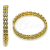 Oro Laminado Huggie Hoop, Gold Filled Style Ball Design, with White Cubic Zirconia, Polished, Golden Finish, 02.204.0068.35