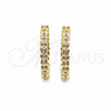 Oro Laminado Huggie Hoop, Gold Filled Style Ball Design, with White Cubic Zirconia, Polished, Golden Finish, 02.204.0068.35