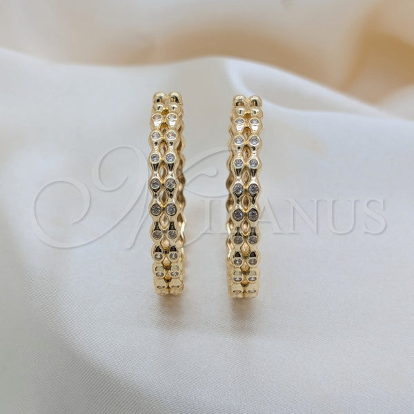 Gold Filled Hoop Earrings — Huggie Hoop Ball Design with White Cubic Zirconia — main product view — SKU 162471 | Oro Laminado aretes de aro — Huggie Hoop Ball diseño with blanco Cubic Zirconia — SKU 162471