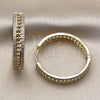 Oro Laminado Huggie Hoop, Gold Filled Style Miami Cuban Design, with White Cubic Zirconia, Polished, Golden Finish, 02.204.0069.35