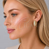 Oro Laminado Huggie Hoop, Gold Filled Style Heart Design, with White Cubic Zirconia, Polished, Golden Finish, 02.204.0070.30