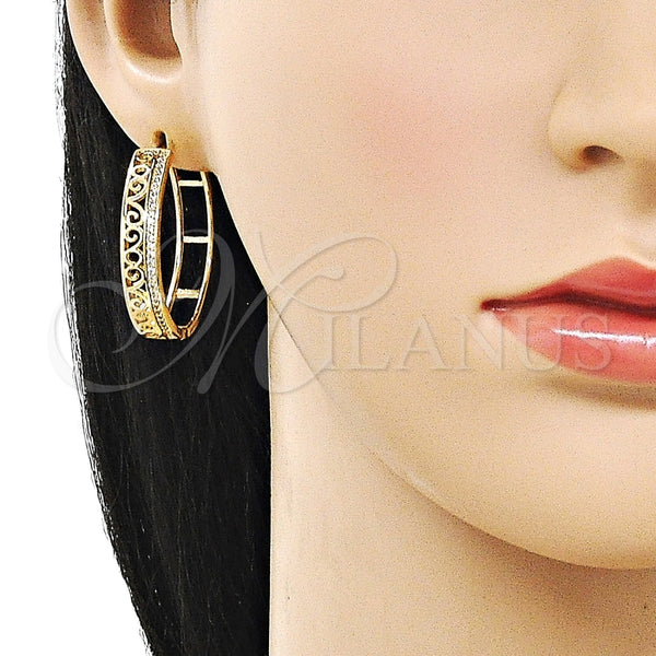 Gold Filled Hoop Earrings — Huggie Hoop with White Micro Pave Polished 02. — alternate product view — SKU 162474 | Oro Laminado aretes de aro — Huggie Hoop with blanco Micro Pave pulido 02. — SKU 162474