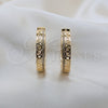 Oro Laminado Huggie Hoop, Gold Filled Style with White Micro Pave, Polished, Golden Finish, 02.204.0071.35