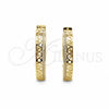 Oro Laminado Huggie Hoop, Gold Filled Style with White Micro Pave, Polished, Golden Finish, 02.204.0071.35
