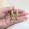 Oro Laminado Huggie Hoop, Gold Filled Style Filigree Design, with White Micro Pave, Polished, Golden Finish, 02.204.0073.35