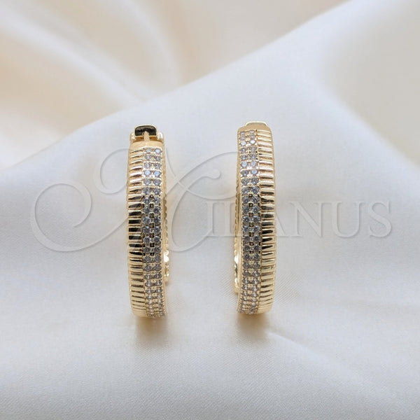 Gold Filled Hoop Earrings — Huggie Hoop with White Cubic Zirconia Polished 02. — main product view — SKU 162478 | Oro Laminado aretes de aro — Huggie Hoop with blanco Cubic Zirconia pulido 02. — SKU 162478