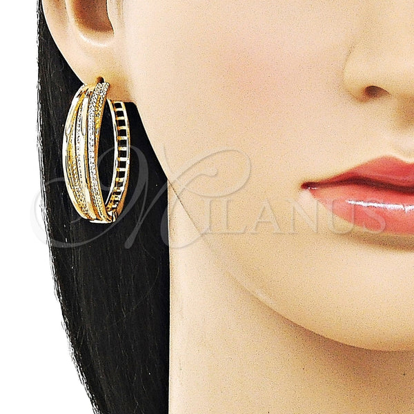 Gold Filled Hoop Earrings — Huggie Hoop with White Cubic Zirconia Polished 02. — alternate product view — SKU 162479 | Oro Laminado aretes de aro — Huggie Hoop with blanco Cubic Zirconia pulido 02. — SKU 162479