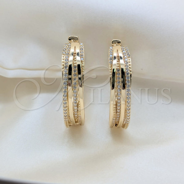 Gold Filled Hoop Earrings — Huggie Hoop with White Cubic Zirconia Polished 02. — main product view — SKU 162479 | Oro Laminado aretes de aro — Huggie Hoop with blanco Cubic Zirconia pulido 02. — SKU 162479