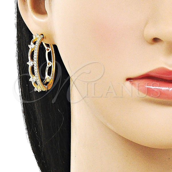 Gold Filled Hoop Earrings — Huggie Hoop with White Cubic Zirconia Polished 02. — alternate product view — SKU 162480 | Oro Laminado aretes de aro — Huggie Hoop with blanco Cubic Zirconia pulido 02. — SKU 162480