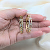 Oro Laminado Huggie Hoop, Gold Filled Style with White Cubic Zirconia, Polished, Golden Finish, 02.204.0077.35