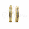 Oro Laminado Huggie Hoop, Gold Filled Style with White Micro Pave, Polished, Golden Finish, 02.204.0078.40