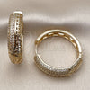 Oro Laminado Huggie Hoop, Gold Filled Style Leaf Design, with White Cubic Zirconia, Polished, Golden Finish, 02.204.0079.35
