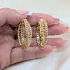 Oro Laminado Huggie Hoop, Gold Filled Style with White Cubic Zirconia, Polished, Golden Finish, 02.204.0080.35