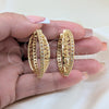 Oro Laminado Huggie Hoop, Gold Filled Style with White Cubic Zirconia, Polished, Golden Finish, 02.204.0080.35
