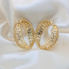 Oro Laminado Huggie Hoop, Gold Filled Style with White Cubic Zirconia, Polished, Golden Finish, 02.204.0080.35