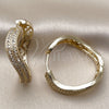 Oro Laminado Huggie Hoop, Gold Filled Style with White Cubic Zirconia, Polished, Golden Finish, 02.204.0081.35