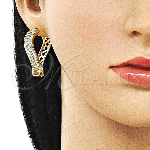 Gold Filled Hoop Earrings — Huggie Hoop with White Cubic Zirconia Polished 02. — alternate product view — SKU 162484 | Oro Laminado aretes de aro — Huggie Hoop with blanco Cubic Zirconia pulido 02. — SKU 162484