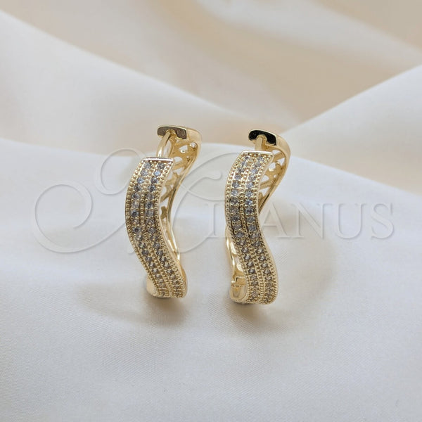 Gold Filled Hoop Earrings — Huggie Hoop with White Cubic Zirconia Polished 02. — main product view — SKU 162484 | Oro Laminado aretes de aro — Huggie Hoop with blanco Cubic Zirconia pulido 02. — SKU 162484