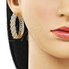 Oro Laminado Huggie Hoop, Gold Filled Style Twist Design, with White Cubic Zirconia, Polished, Golden Finish, 02.204.0082.40