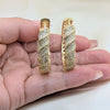 Oro Laminado Huggie Hoop, Gold Filled Style Twist Design, with White Cubic Zirconia, Polished, Golden Finish, 02.204.0082.40