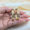Oro Laminado Huggie Hoop, Gold Filled Style with White Micro Pave, Polished, Golden Finish, 02.204.0083.35