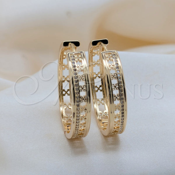 Gold Filled Hoop Earrings — Huggie Hoop with White Micro Pave Polished 02. — main product view — SKU 162486 | Oro Laminado aretes de aro — Huggie Hoop with blanco Micro Pave pulido 02. — SKU 162486