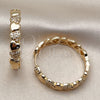 Oro Laminado Huggie Hoop, Gold Filled Style Heart Design, with White Cubic Zirconia, Polished, Golden Finish, 02.204.0084.35