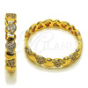 Oro Laminado Huggie Hoop, Gold Filled Style Heart Design, with White Cubic Zirconia, Polished, Golden Finish, 02.204.0084.35