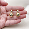 Oro Laminado Stud Earring, Gold Filled Style Ball and Hollow Design, Polished, Golden Finish, 02.282.0081