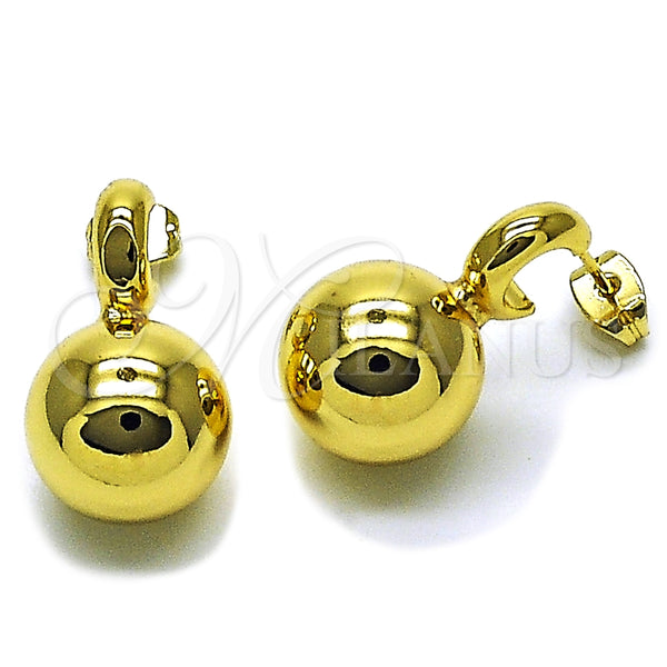 Oro Laminado Stud Earring, Gold Filled Style Ball and Hollow Design, Polished, Golden Finish, 02.282.0081