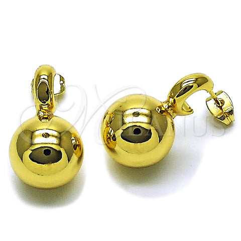 Oro Laminado Stud Earring, Gold Filled Style Ball and Hollow Design, Polished, Golden Finish, 02.282.0081