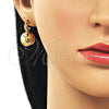 Oro Laminado Stud Earring, Gold Filled Style Ball and Hollow Design, Polished, Golden Finish, 02.282.0081