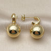 Oro Laminado Stud Earring, Gold Filled Style Ball and Hollow Design, Polished, Golden Finish, 02.282.0081