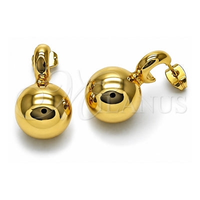 Oro Laminado Stud Earring, Gold Filled Style Ball and Hollow Design, Polished, Golden Finish, 02.282.0081