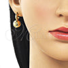 Oro Laminado Stud Earring, Gold Filled Style Ball Design, Polished, Golden Finish, 02.282.0082