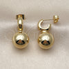 Oro Laminado Stud Earring, Gold Filled Style Ball Design, Polished, Golden Finish, 02.282.0082