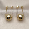 Oro Laminado Long Earring, Gold Filled Style Ball and Rolo Design, Polished, Golden Finish, 02.282.0084