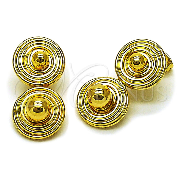 Oro Laminado Stud Earring, Gold Filled Style Ball Design, Polished, Golden Finish, 02.282.0087